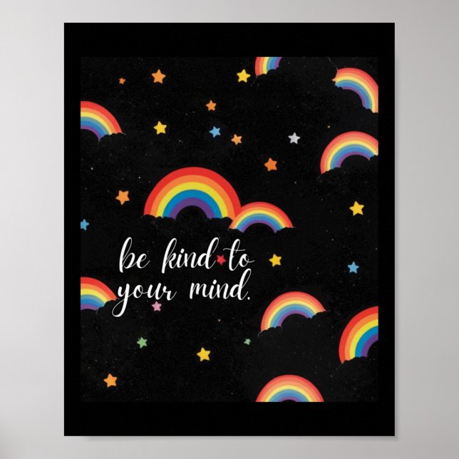 Poster Seja gentil Com Sua Mente, Rainbow Sticker (Frente)