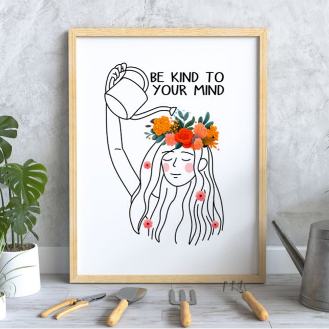 Poster Seja gentil com sua mente saúde mental (Criador carregado)