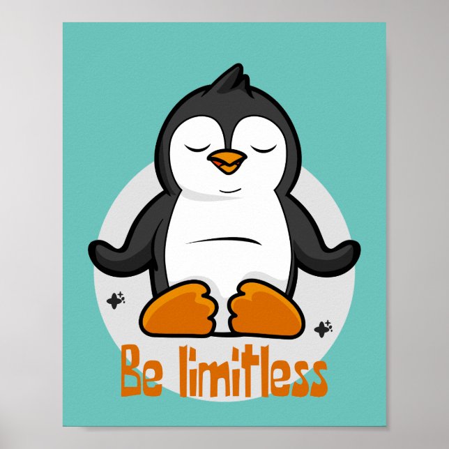 Poster Seja Kawaii Engraçado Penguin Sem Limites Fazendo  (Frente)