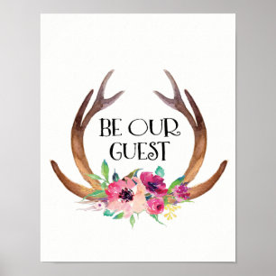 Póster Seja nossos Antler e flores dos cervos do