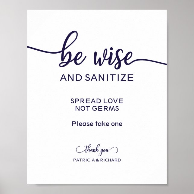 Poster Seja Sábio e Higienize Espalhe Amor Não Germes Sin (Frente)