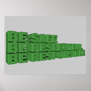 Póster Seja seguro, respeitador e responsável