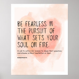 Poster Seja sem medo - citação motivacional para as mulhe