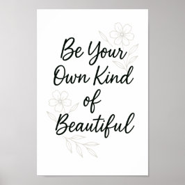 Poster Seja Seu Próprio Tipo de Belo – Autoestima Minimal