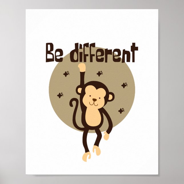 Poster Seja Um Macaco Castanho Kawaii Diferente A Seguir (Frente)