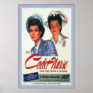 Póster Seja Uma Enfermeira Cadete ~ Enfermeira Vintage