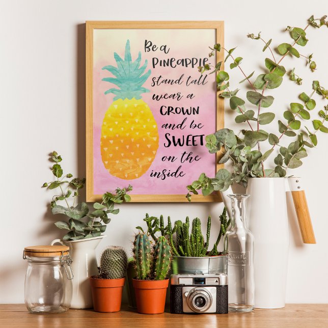 Póster Seja Uma Tipografia De Aquarela Inspiradora (Remember to stay sunny and quirky all year around with this funny poster.)