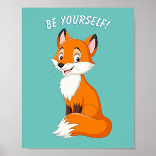 Poster "SEJA VOCÊ MESMO!" Fox, Teal ou Sua Mensagem/Nome