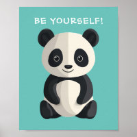 "SEJA VOCÊ MESMO!" Urso Panda, Sua Mensagem/Nome,