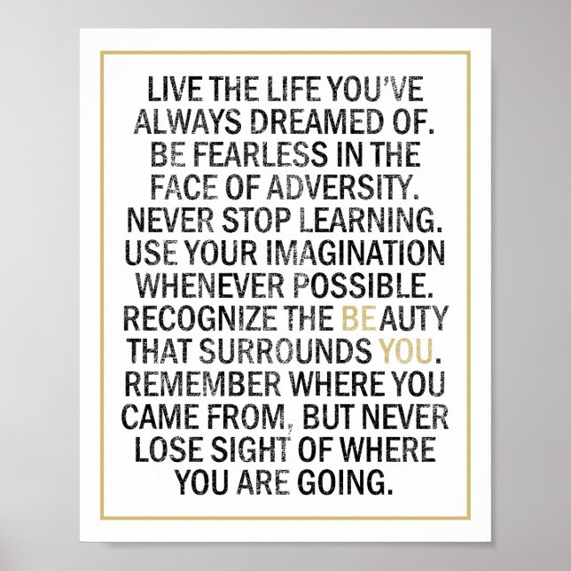 Poster Seja você, seja impaciente, viva a vida inspiracio (Frente)