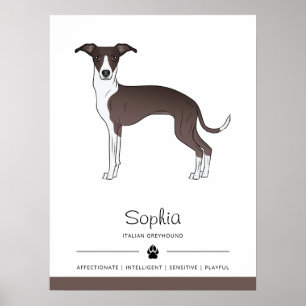 Poster Selador e Italiano Branco Greyhound com Texto Pers