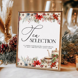 Poster Seleção de chá de festas de Natal Floral