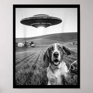 Poster Selfie Com Alien Ufo Divertido Aposta Amante Do Cã