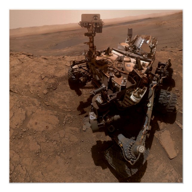 Póster Selfie da Paisagem Marciana Vermelha do Curiosity  (Frente)