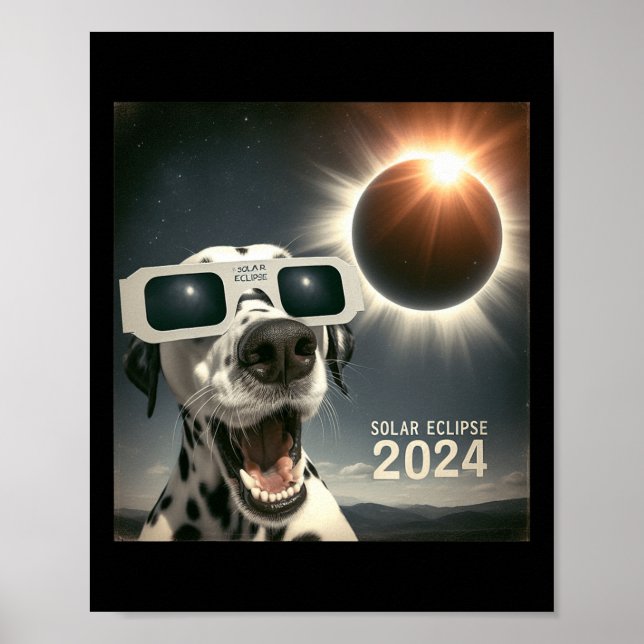 Poster Selfie Dalmaciano Mens Cão Eclipse Solar (Frente)