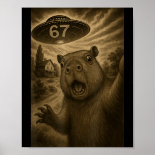 Poster Selfie de Capivara 67 Meme Seis Sete Ovni Engraçad
