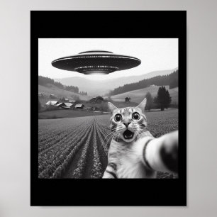 Poster Selfie De Gato Com Alienígena Ufo Gifes Engraçados