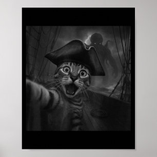 Poster Selfie de Gato Com Cthulhu Horror Cósmico Meme Div