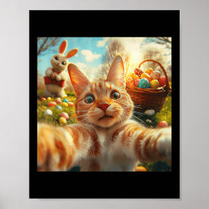 Poster Selfie De Gato De Páscoa Engraçado Com Adultos De