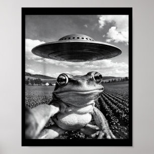 Poster Selfie de Sapo com OVNI Sapo Engraçado Meme de Sap
