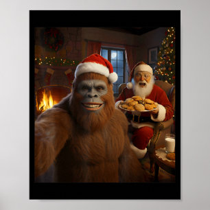 Poster Selfie do Pé Grande com Papai Noel Natal Divertido
