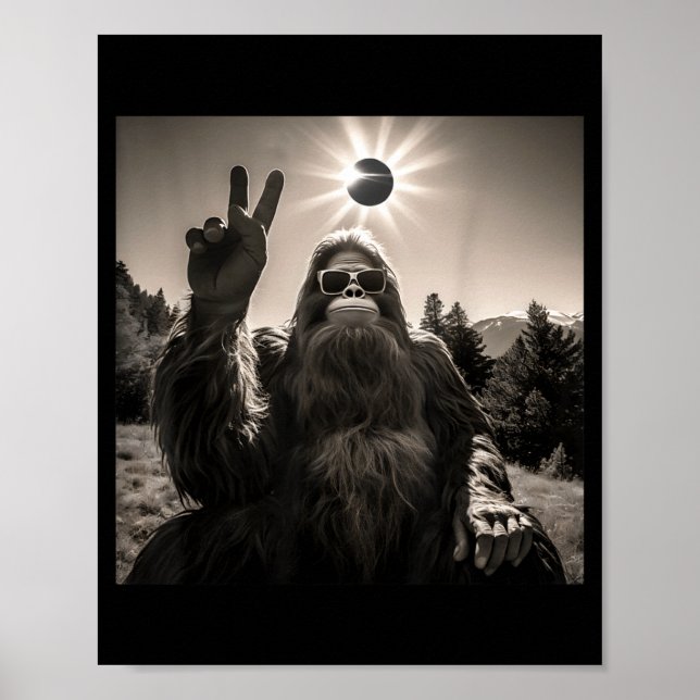 Poster Selfie do Pé Grande Usando Óculos de Eclipse Solar (Frente)