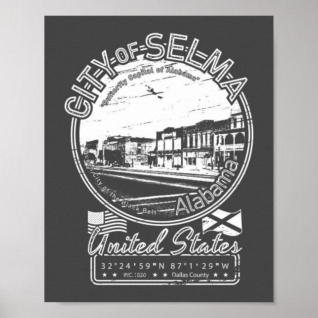POSTER SELMA CITY VINTAGE - ALABAMA (Frente)
