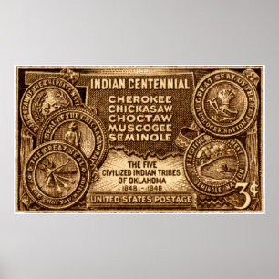 Póster Selo 1948 centenário indiano de Oklahoma