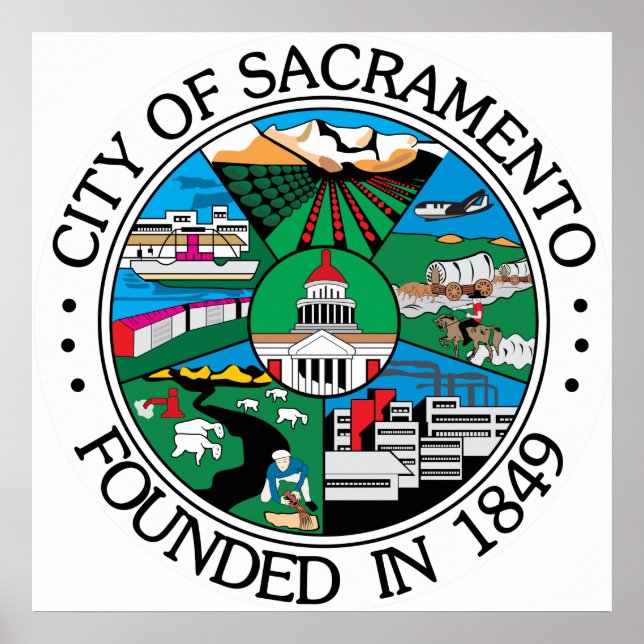 Póster Selo da cidade de Sacramento (Frente)
