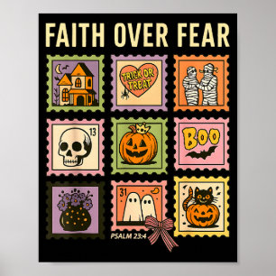 Poster Selo de Halloween Cristão Fé Sobre o Medo Crente
