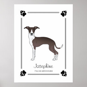 Poster Selo E Greyhound Italiano Branco Com Palhetas E Te