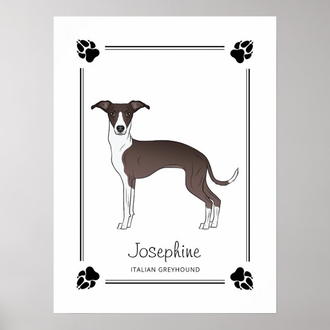 Poster Selo E Greyhound Italiano Branco Com Palhetas E Te (Frente)