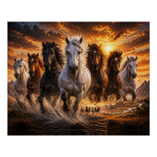 Póster Selo Espírito Selvagem – Arte de Cavalos Majestoso