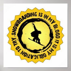 Póster Selo fantástico da snowboarding