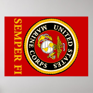 Póster Selo oficial marinho dos E.U. - Semper Fi