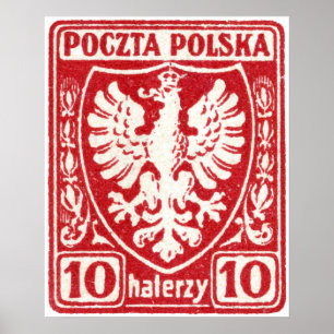 Póster selo polonês de 1919 10h Eagle
