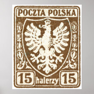 Póster selo polonês de 1919 15h Eagle