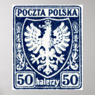 Poster selo polonês de 1919 50h Eagle