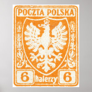 Poster selo polonês de 1919 6h Eagle