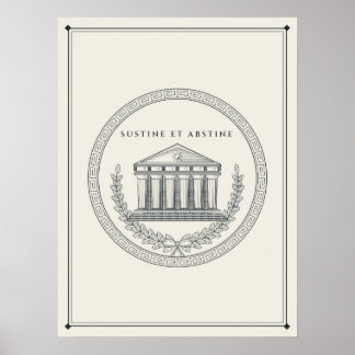 Poster Selo Stoa Sustine Et Abstine Emblema Gravado