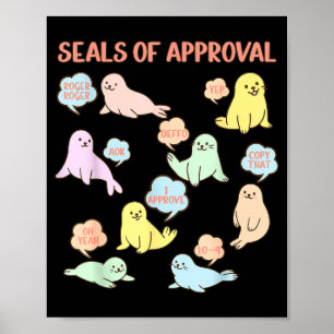 Poster Selos De Aprovação Amante De Foca Oceano Animal Ma