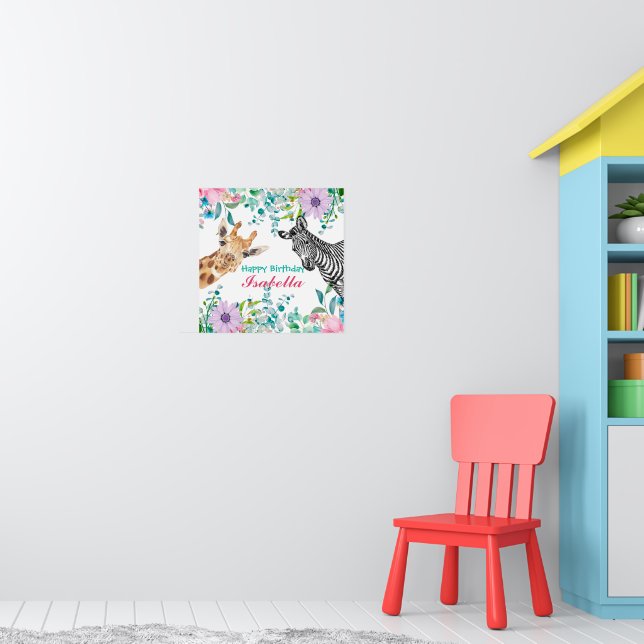 Poster selva de animais do safari zoológico fofo Aniversá (Berçário 1)