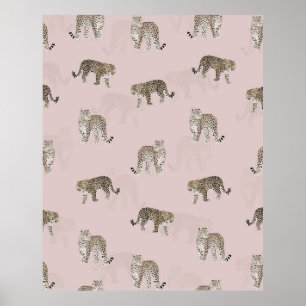 Poster Selva de Leopardo Rosa Moderna