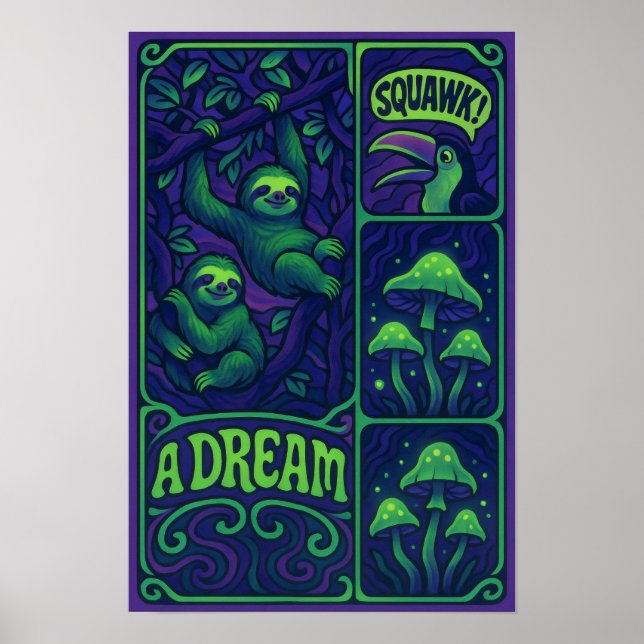 Poster Selva de Preguiça Psicodélica (Frente)