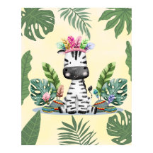 Selva de Zebra Safari Folhas de Palmeira Exóticas 