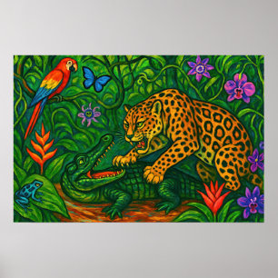 Poster "Selva Rivais" - Retrato Colorido de Vida Selvagem
