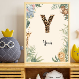 Poster Selva Safari Nome Personalizado Monograma Y Berçár