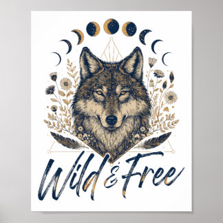 Poster "Selvagem & Livre" Boho Lobo