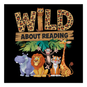 Póster Selvagem Sobre Leitura Estampa de Leopardo Animal