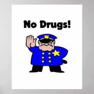 Poster Sem Cor Anti-Drogas Policial de Cartoon